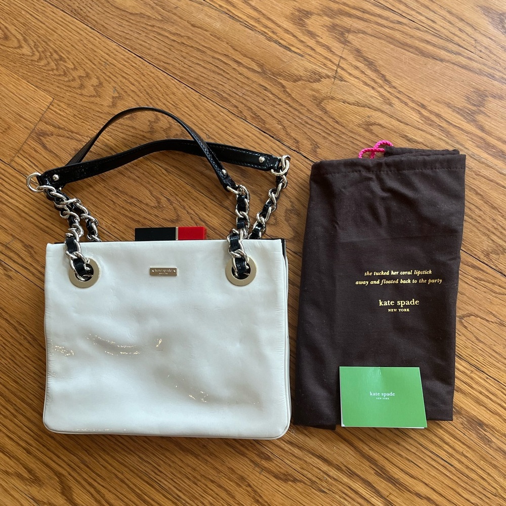 Kate Spade Lipstick clasp Patent Black and White Shoulder Bag NWOT SFPF